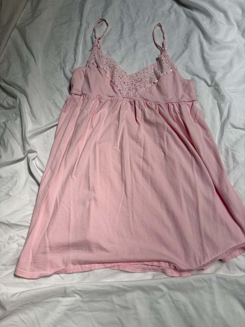 VINTAGE Victoria's Secret Camisole Babydoll Size S Pink Cotton Lace
